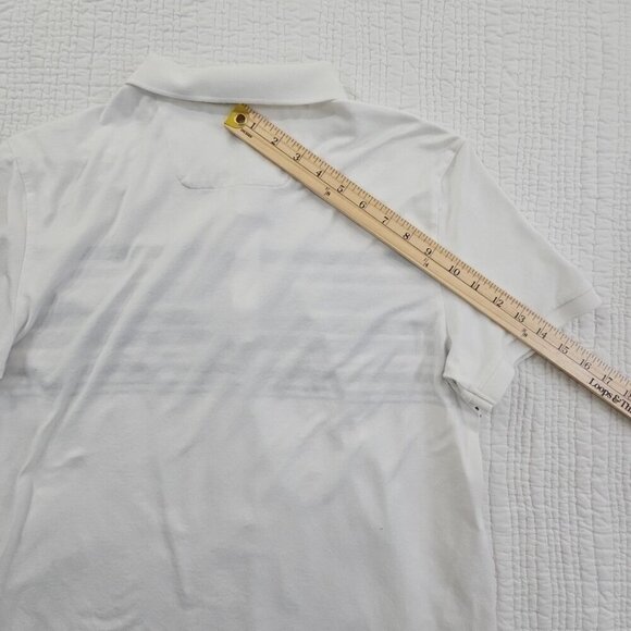 Calvin Klein Mercerized Slim Fit Men's Medium Polo Tennis Golf Shirt White Grey - Picture 11 of 13